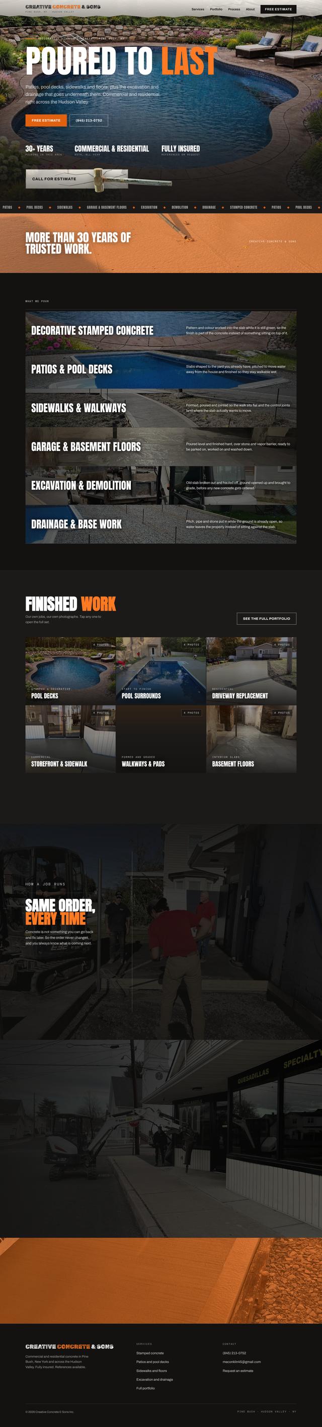 Creative Concrete and Sons website